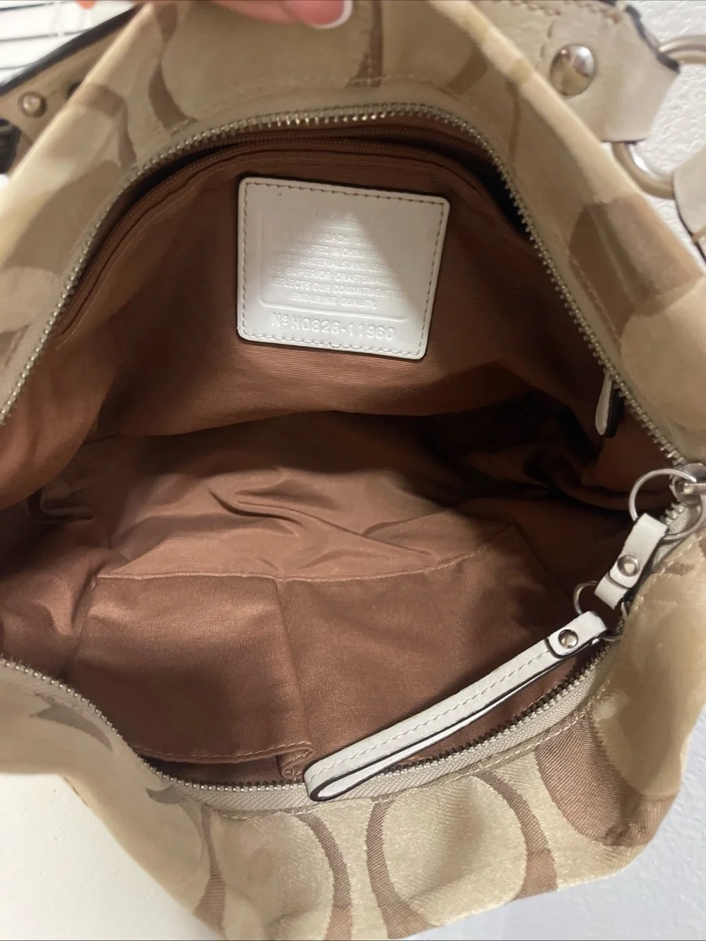 Y2K Coach Carly Hobo Beige Signature Canvas and Leather shoulder bag 11960
